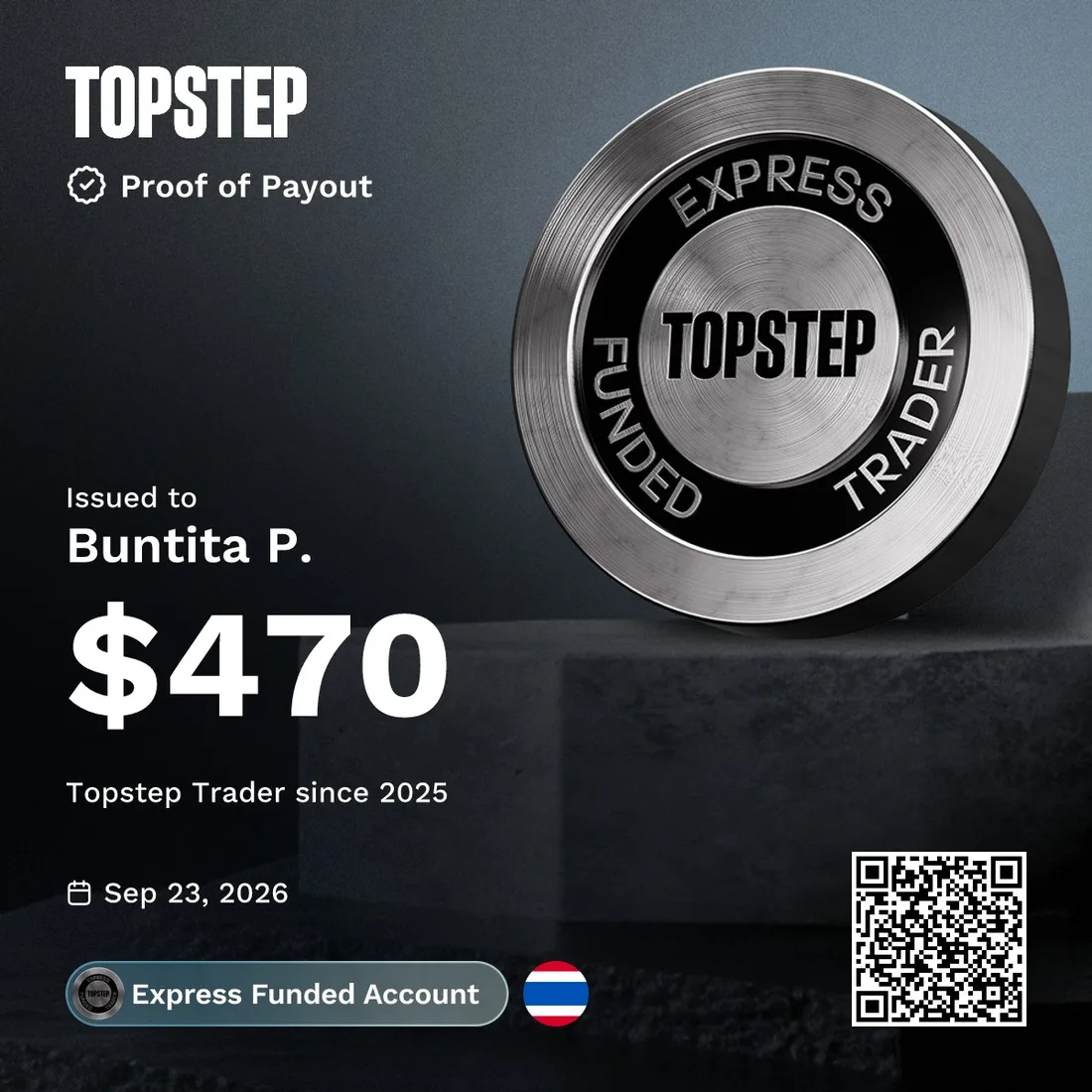 Topstep Proof of Payout $470